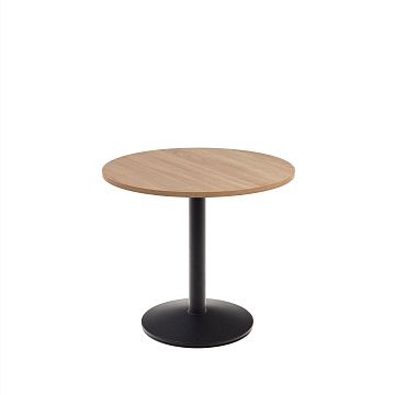 Esilda Круглый стол с меламиновой натуральной отделкой и черной металлической ножкой