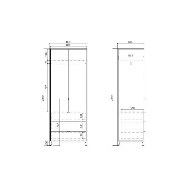 Шкаф Case CS208 Осветленный дуб, бежевый Ral 1019