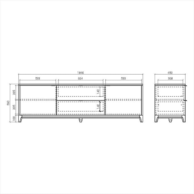 Тумба под тв Case CS090 Дуб тобакко, оливковый RAL 7003