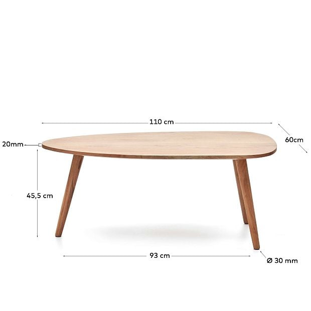 Eluana Журнальный столик из массива акации с натуральной отделкой Ø 110 x 60 см