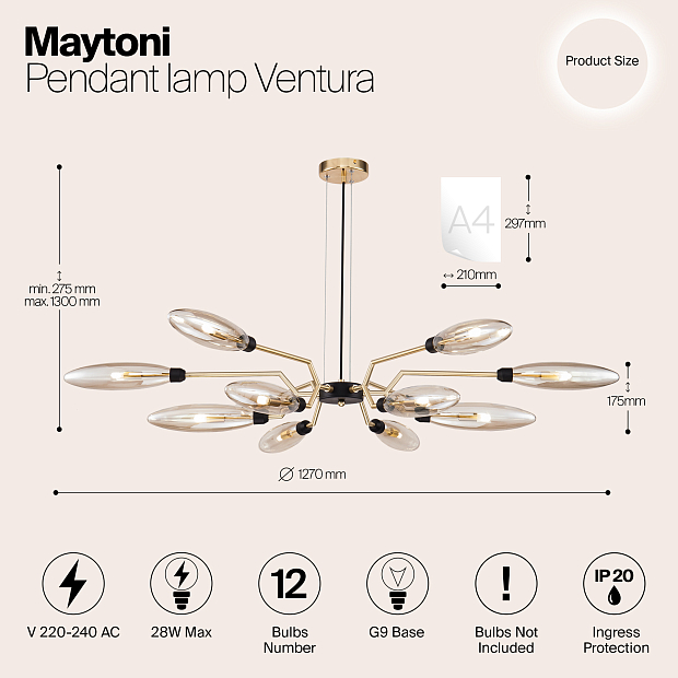 Подвесная люстра Maytoni Ventura MOD012CL-12G