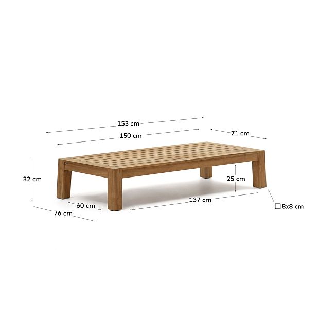 Forcanera Журнальный столик из массива тика 150 x 71 см