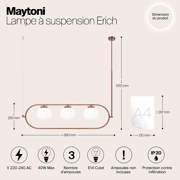 Подвесной светильник Maytoni MOD221PL-03BS