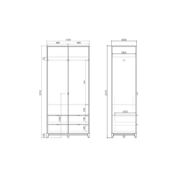 Шкаф Case CS212 Темный дуб, оливковый RAL 7003