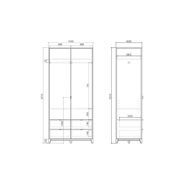 Шкаф Case CS212 Дуб тобакко, чёрно-зеленый RAL 6012