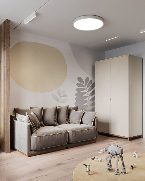 Диван SOHO 803/804 Тобакко бук, Milan Almond, кант Enigma 07