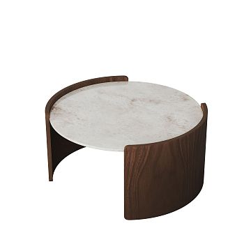 Столик Lagom Stone D 65 см высота 32 см (камень OV, орех)