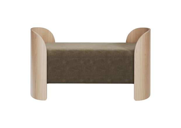 Банкетка Lagom 2 120 см (серо-зеленый FiberGuard, натуральный дуб)