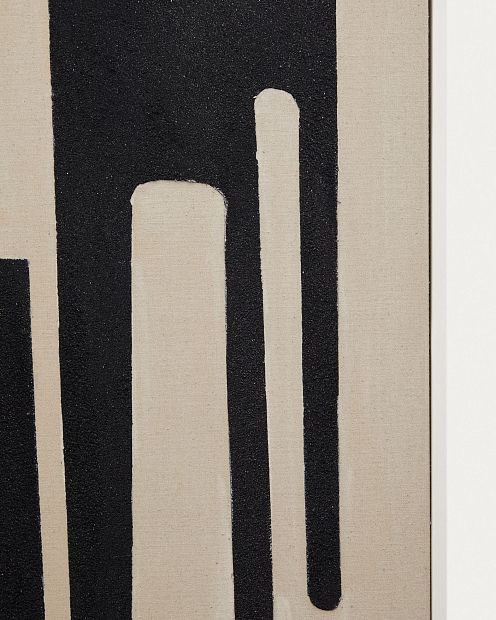Salmi Абстрактная картина на льне бежевого и черного цвета 100 х 70 см