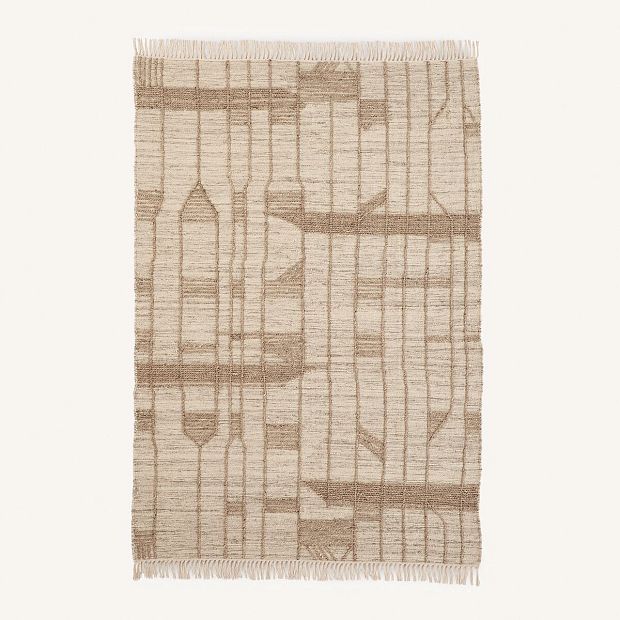Ковер ручной работы из шерсти и хлопка Baatha 120 x 180 см бежевый