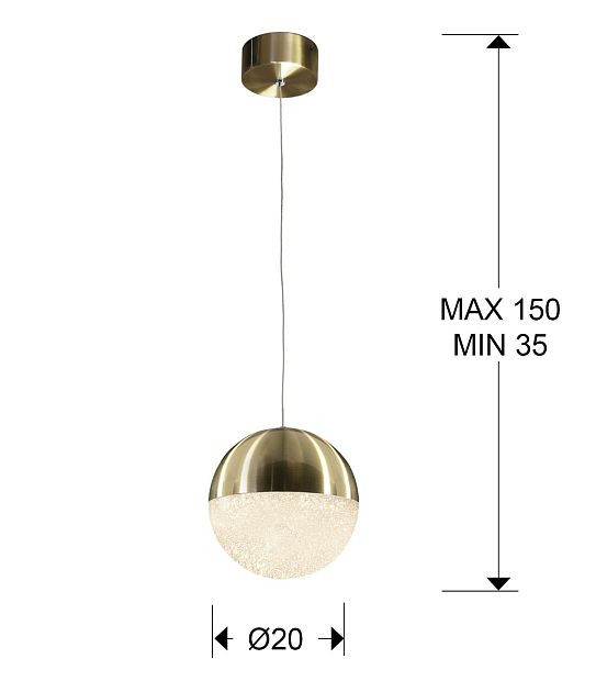 Подвесной светильник Sphere 1L LED Ø20 латунный