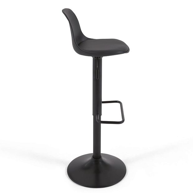 Барный стул Orlando-T - черная искусственная кожа и черная матовая сталь 60-82 см