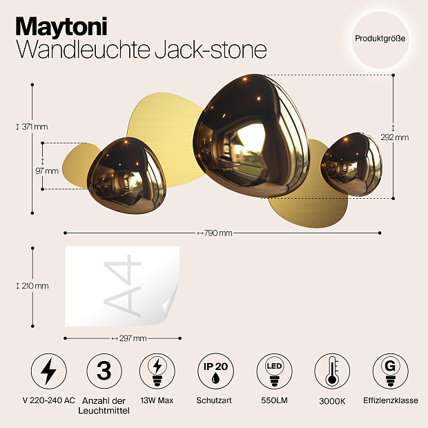 Настенный светодиодный светильник Maytoni Jack-stone MOD314WL-L13G3K