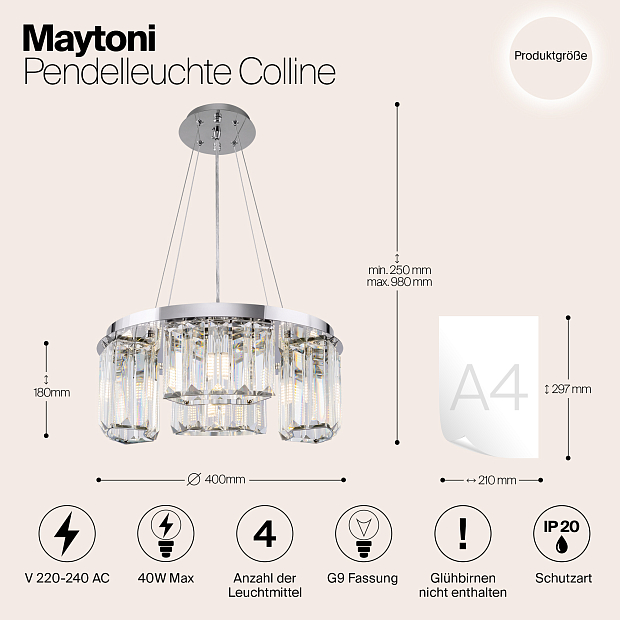 Подвесная люстра Maytoni Colline MOD083PL-04CH