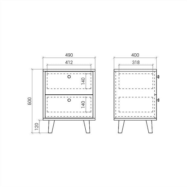 Прикроватная тумба Twin TW010 Дуб венге, изумруд RAL 6004