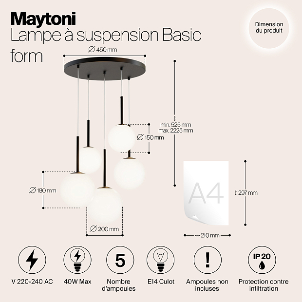 Подвесной светильник Maytoni MOD321PL-05B