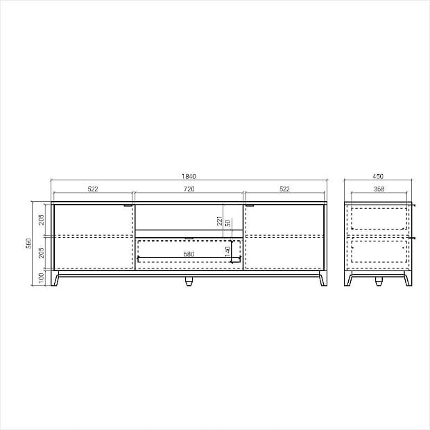 Тумба под тв Case CS094 Чёрный дуб, изумруд RAL 6004