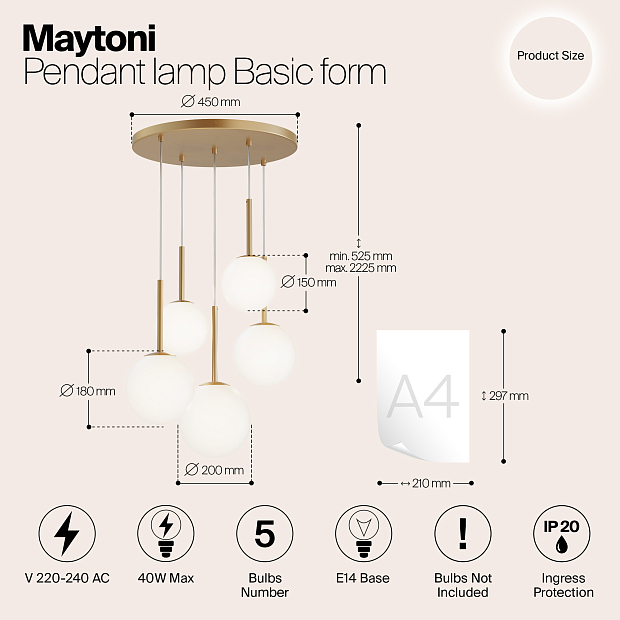 Подвесной светильник Maytoni MOD321PL-05G1