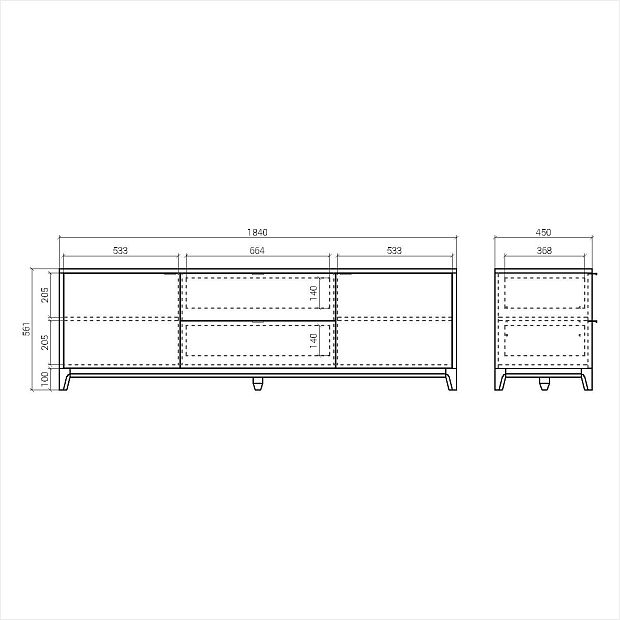 Тумба под тв Case CS090 бетон RAL 7037