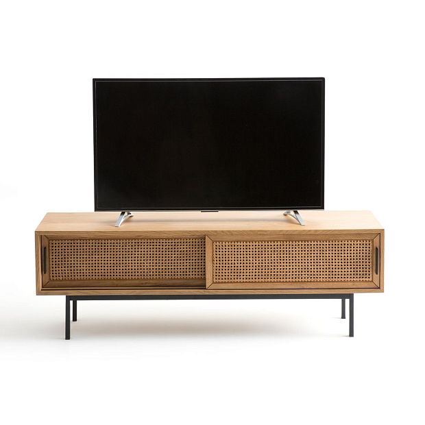 Мебель для TV дуба и плетеного материала 160 см Waska каштановый