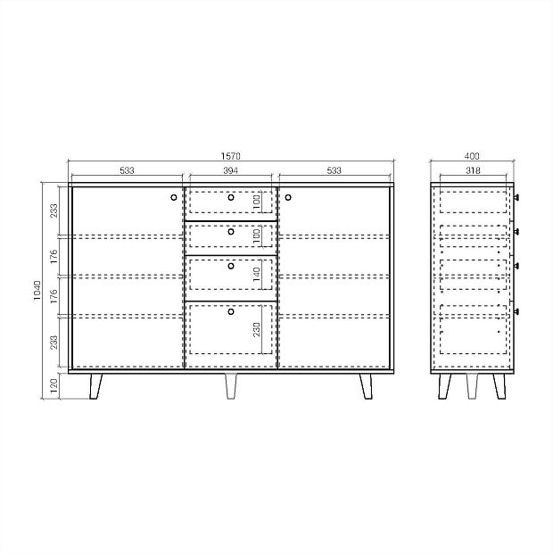 Комод Twin TW060 оливковый RAL 7003