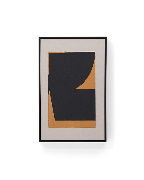 Zernu Абстрактная картина на оранжево-чёрном льняном холсте, 42 x 65 см