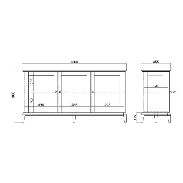 Низкая витрина CR158 Дуб венге, бетон RAL7037