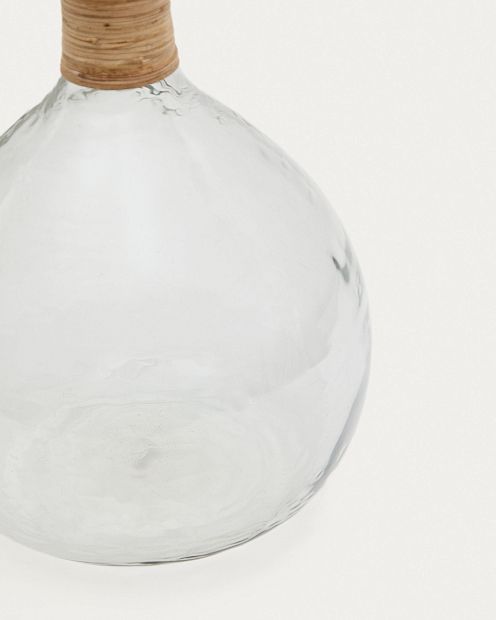 Ваза Serlina из ротанга и прозрачного переработанного стекла 37 см