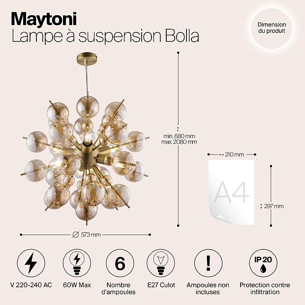 Подвесная люстра Maytoni Bolla MOD133PL-06BS