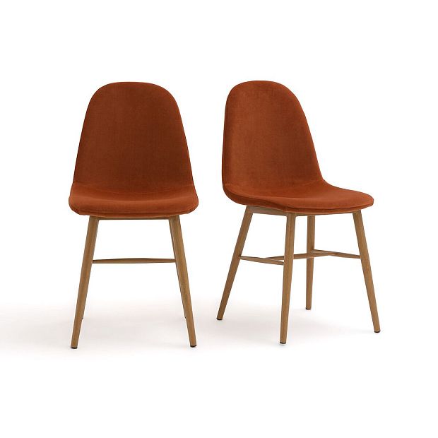 Комплект из двух стульев с обивкой из велюра Polina каштановый
