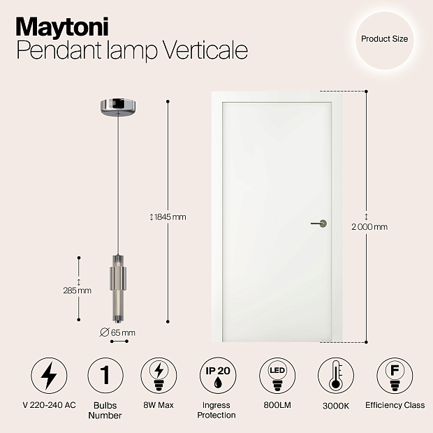 Подвесной светодиодный светильник Maytoni Verticale MOD308PL-L9CH3K