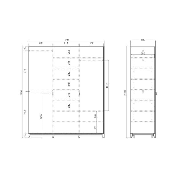 Шкаф Case CS225 Чёрный дуб, серый гранит RAL 7031