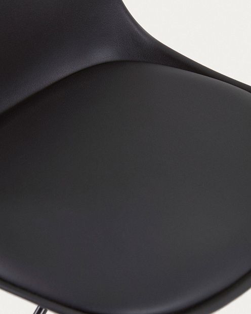 Барный стул Orlando-T - черная искусственная кожа и черная матовая сталь 60-82 см