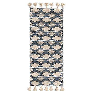 Ковер из хлопка синего цвета argyle из коллекции ethnic, 70х160 см