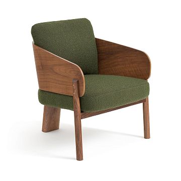 Кресло из орехового дерева ткани букле дизайн Э Галлина Marais зеленый