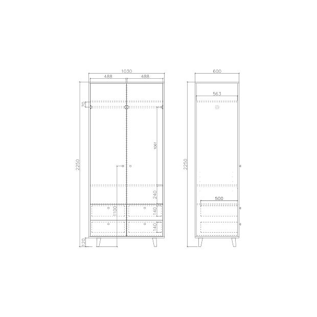 Шкаф Twin TW212 Дуб венге, бетон RAL7037