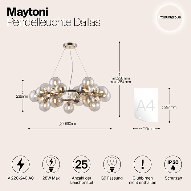 Подвесная люстра Maytoni Dallas MOD548PL-25G