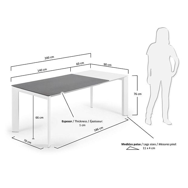 Стол Atta 140 (200) x90 белый керамический