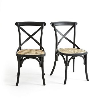 Комплект из 2 стульев из дерева и плетения Cedak единый размер черный
