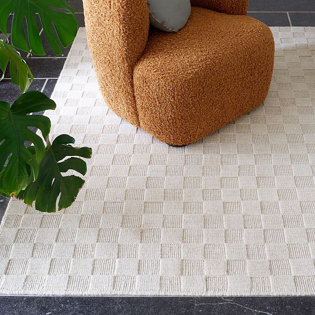 Однотонный ковер в шахматную клетку Bilmo 160 x 230 см бежевый