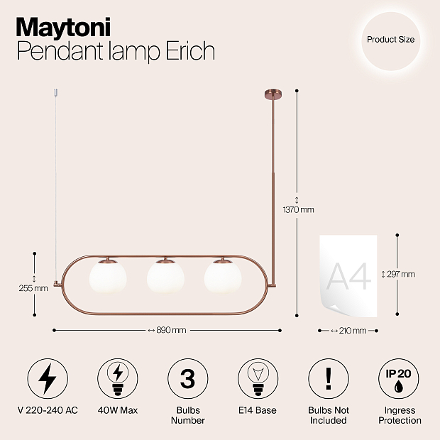 Подвесной светильник Maytoni MOD221PL-03BS