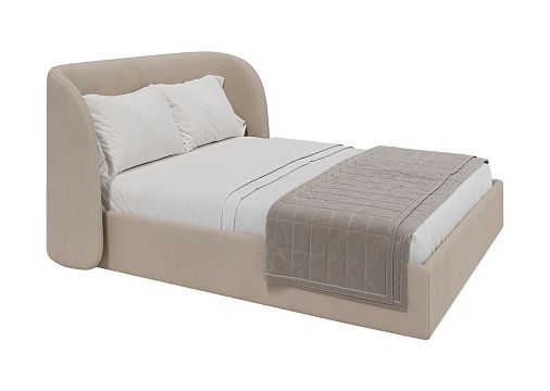 Кровать двуспальная Classic 160 см (бежевый, велюр)