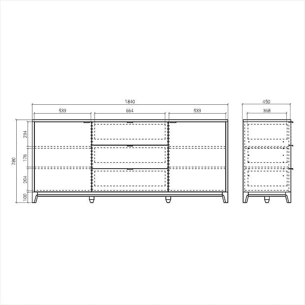 Комод Case CS092 Дуб венге, маренго RAL 5008