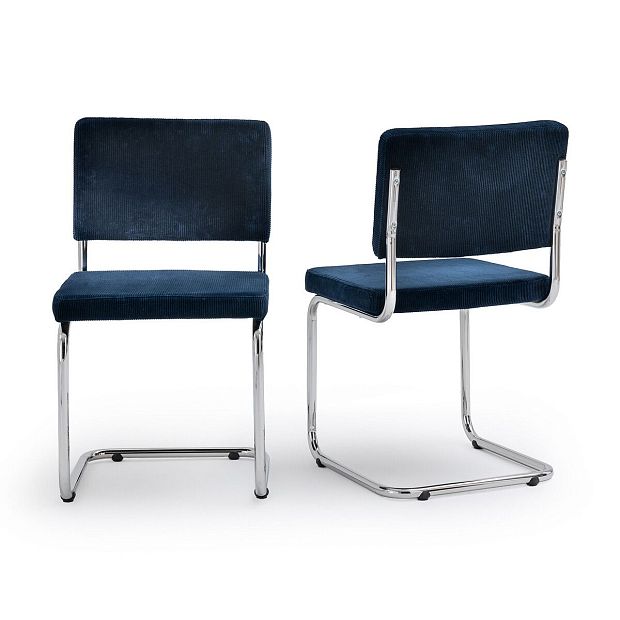 2 стула из велюра на металлокаркасе Sarva синий