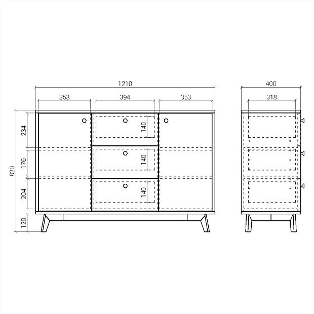 Комод Frame FR039 Комод FR039 Белёный дуб, Принт 110