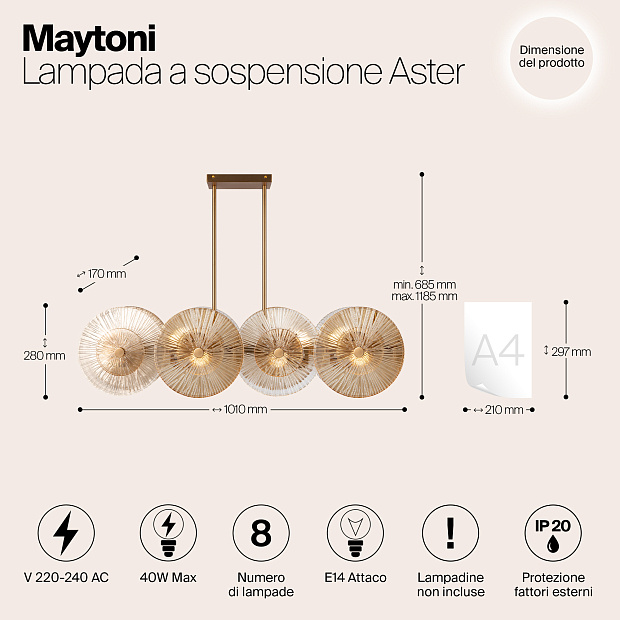 Подвесной светильник Maytoni Aster MOD007PL-08G1