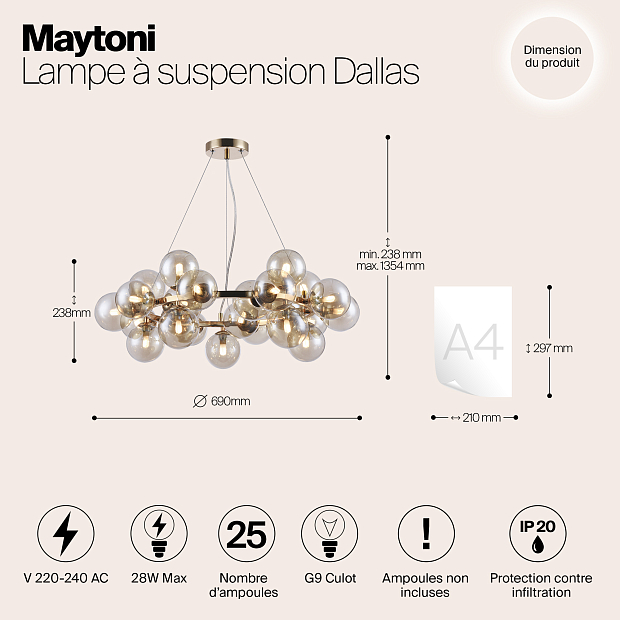 Подвесная люстра Maytoni Dallas MOD548PL-25G