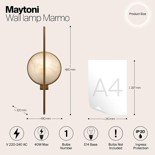 Бра Maytoni Marmo MOD099WL-01G