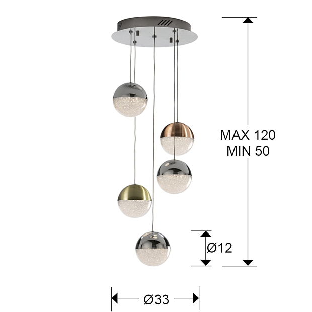 Подвесной светильник Sphere 5L LED Ø33 DIM цветной