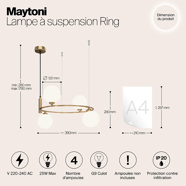 Подвесной светильник Maytoni MOD013PL-04BS1